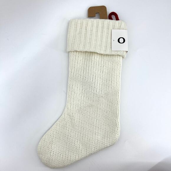 Wondershop Large Cream Knit Sweater Lined Christmas Stocking Letter O NEW - Picture 2 of 4